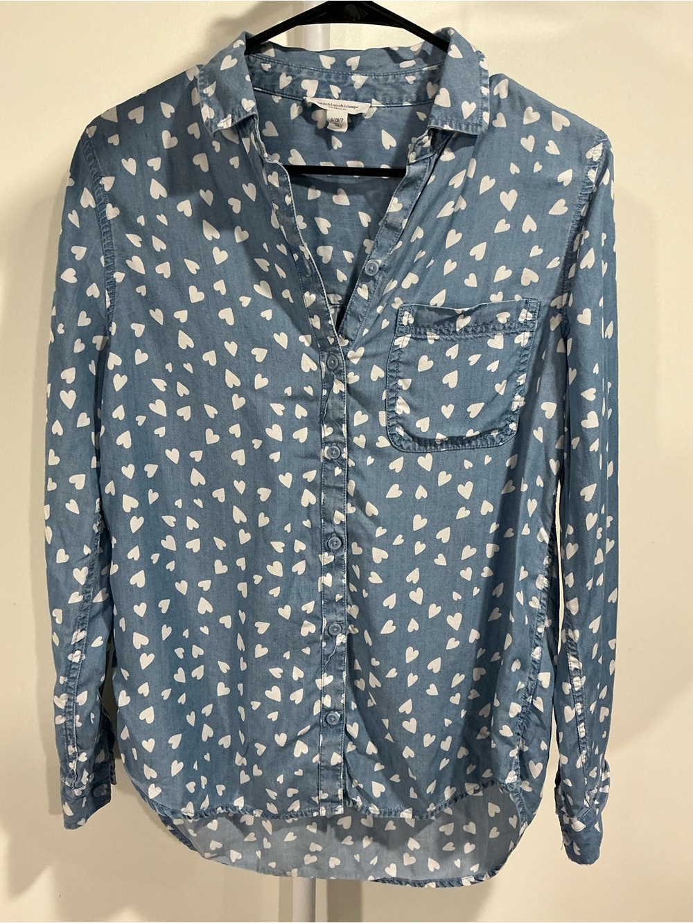 beachlunchlounge Blue Heart-Print Button-Down Shirt